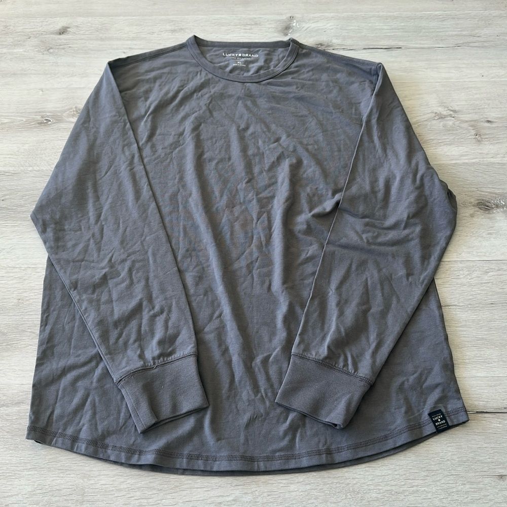 Lucky Brand Crew Neck Men's LS Shirt Grey XL NWOT